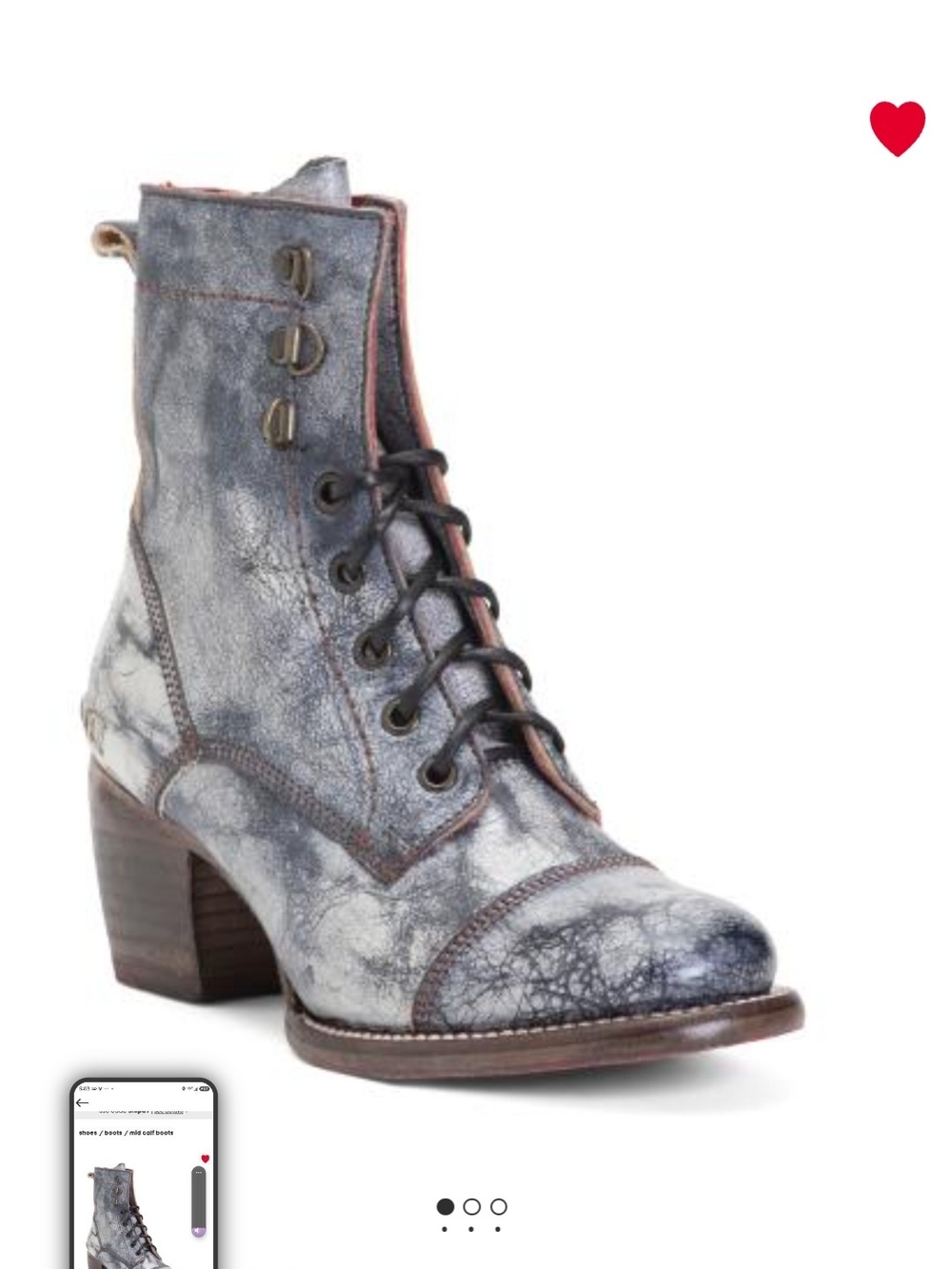 Bed Stu Womens Lace-Up Distressed Leather Ankle Boots in Gray
